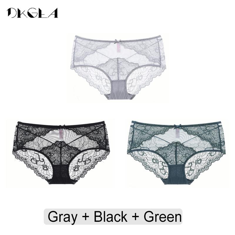 DKGEA Sexy Panties Transparent Women Underwear Lace Plus Size Briefs High-Rise