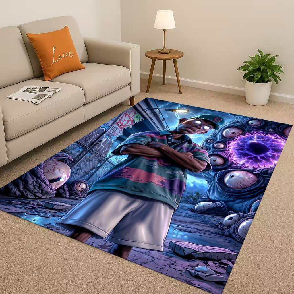 27 Style Top Hip Hop Rapper Star Cartoon Art Living Room Non-Slip Area Rug Carpet for Bedroom Playroom Sofa,Home Decor Doormat