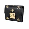 Gucci Замок-защелка Металлический замок Принт пчелы Короткий складной кожаный кошелек Кошелек Женский Черный