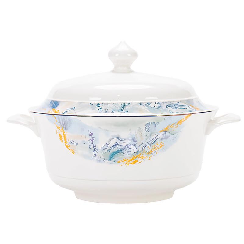Набор столовой посуды из костяного фарфора «Чернильное Облако» Jingdezhen, 56 предметов