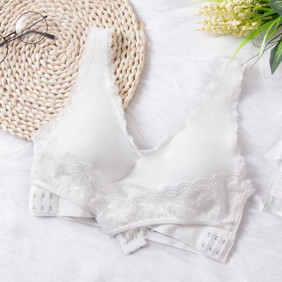 Women Bra Push Up Padded Wireless Shockproof Solid Color Lace Anti-sagging Soft Elastic Sport