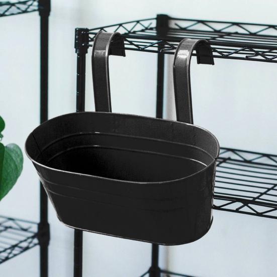 Metal Iron Hanging Flower Pot Outdoor Balcony Rail Bucket Planter with Detachable Hook Fence Garden Decor for Herbs Vegetables Flowers