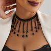 Gothic Choker Necklace Lightweight French Crystal Tassel Metal Necklaces with Adjustable Length for Women