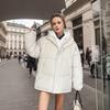 Winter thickened warm fake two-piece cotton-padded jacket female fat MM loose hooded cotton-padded jacket