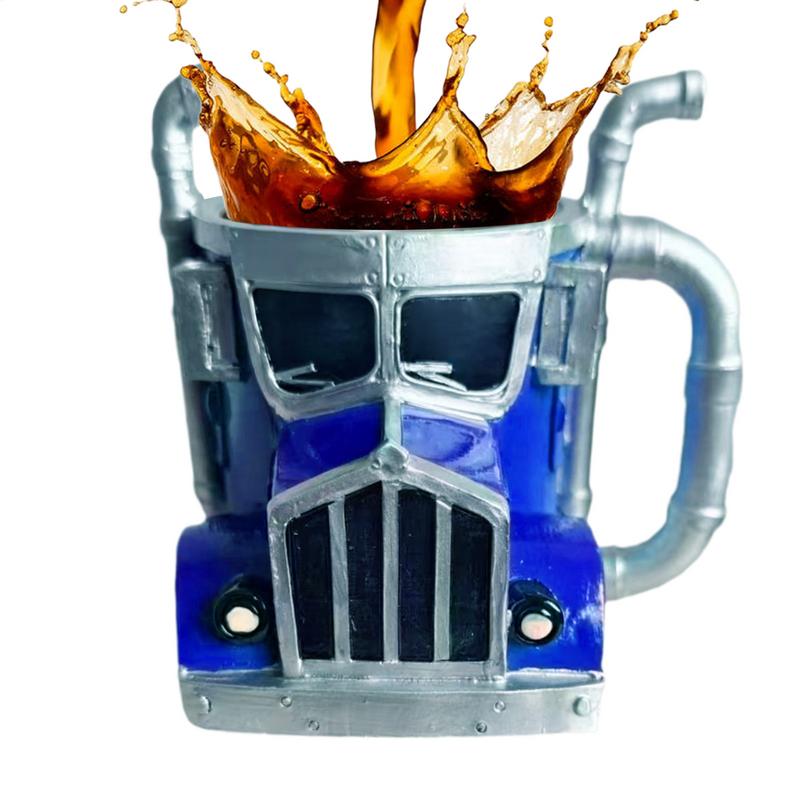Кружка для грузовика 420 мл Кружка для водителя грузовика Ручная работа Нержавеющая сталь Смола Кружка для грузовика Кофейная кружка в форме прицепа для кофе