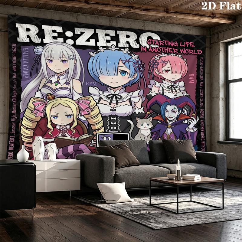 Re Zero Wall Tapestry Aesthetic Wall Hanging Printed Fabric Blanket Decorative Tapestries For Bedroom Living Room Home Decor