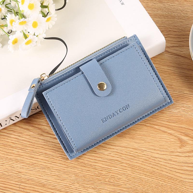 Ультратонкий женский кожаный кошелек с отделениями для карт и застежкой-молнией – Большая вместимость, однотонный дизайн