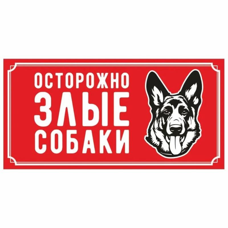 Осторожно, злая собака Металлическая табличка, Предупреждающая табличка на забор или дверь 30x15см