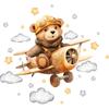 Cartoon Creative Bear Pilot Flying Plane Children's Room Bedroom Home Decoration Wall Stickers