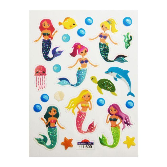 Autocollants - Sirènes - Paillettes - 1,8 cm