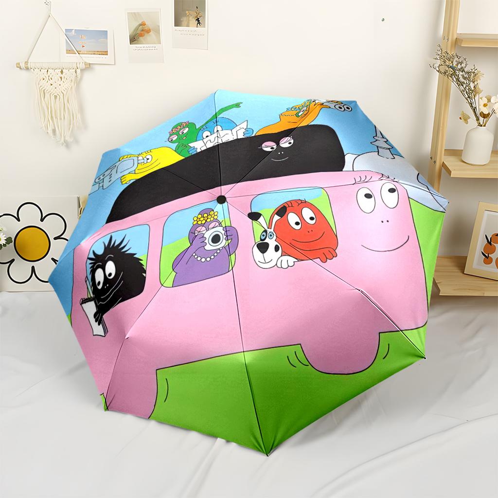 Barbapapa Adventure Outdoor Automatic Umbrella Compact 8-Rib Design Compact Design for Outdoor Daily Use Vibrant Pattern Umbrella