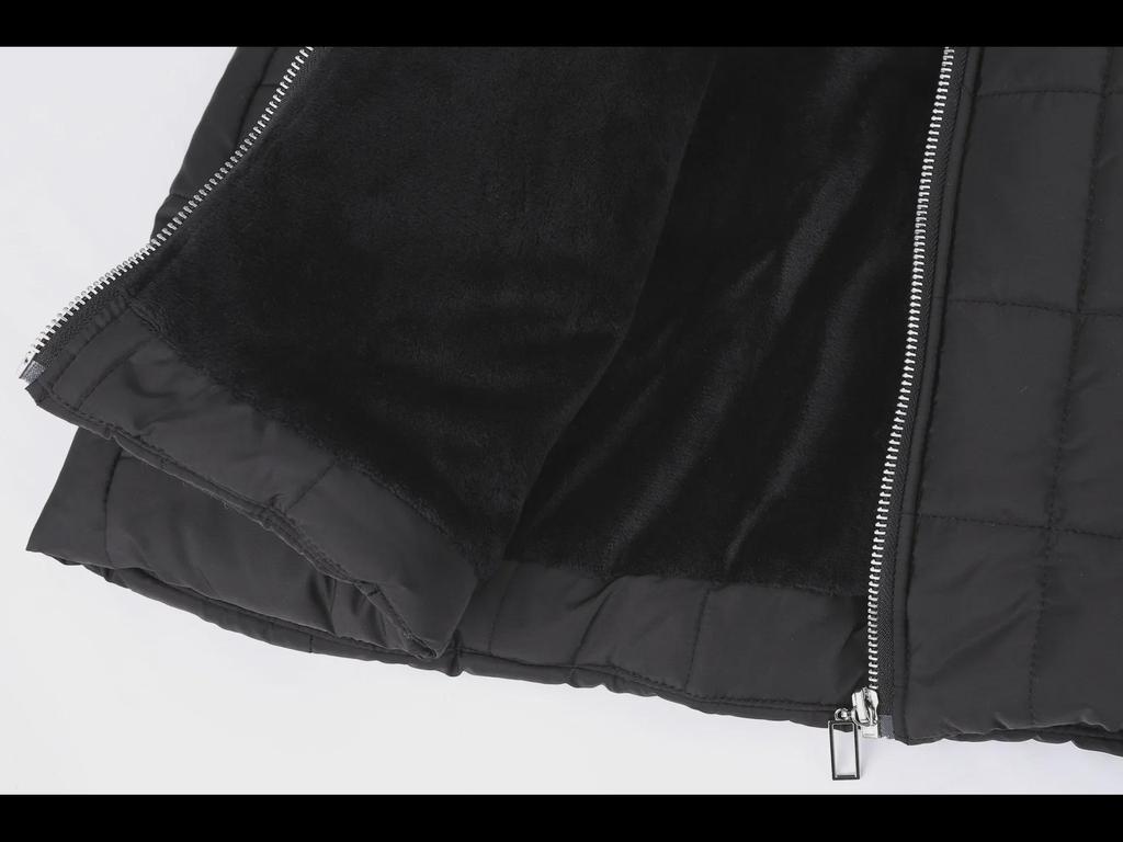 Женская зимняя куртка средней длины из хлопка и бархата с капюшоном и длинными рукавами на молнии