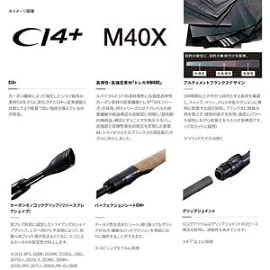 SHIMANO Спиннинговое удилище для басса 21 Poison Glorious Спецификация направляющих колец Torzite 267L+