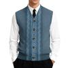 Men's V-Neck Sleeveless Knit Cardigan Vest