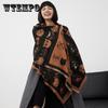 Stylish Cat Jacquard Scarf Elegant Imitation Cashmere Warm Fringe Shawl Women's Autumn Winter Warm Wrap Large Shawl