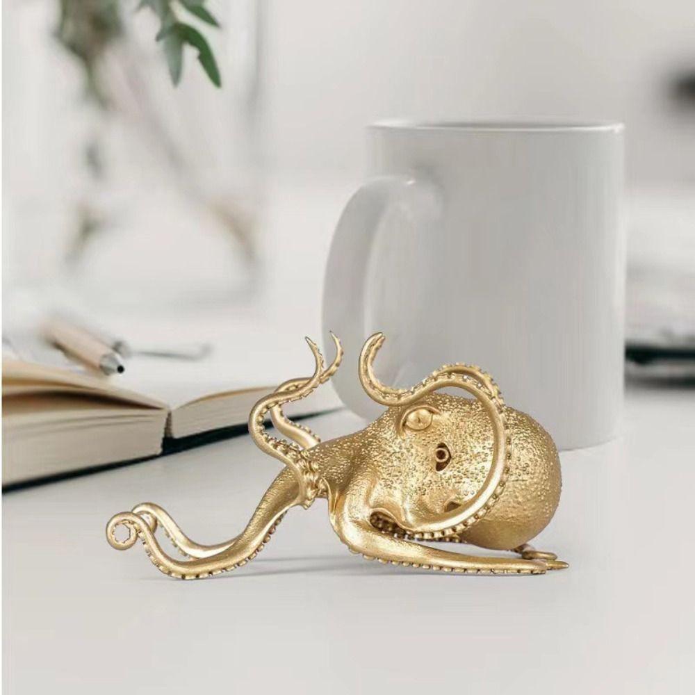 Figurines Statue Octopus Mobile Phone Holder DIY Crafts Zinc Zinc Alloy Octopus Model Car Decoration