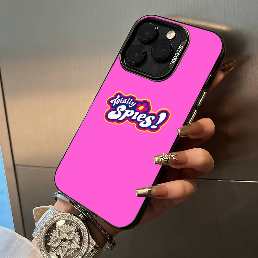 Classic animation T-Totally- Spies For iPhone 17 16 15 14 13 12 11 Pro Max XS  17 Air Silicone Colored Silver Bumper Cover