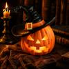 Утяжеленные цельные смоляные фигурки Хэллоуинский тыквенный орнамент со шляпой ведьмы, Декоративная лампа Jack O Lantern, Фигурка с жутким лицом для декора комнаты побега