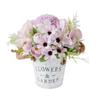 Artificial Flowers with Vase Faux Rose Plants Bucket Arrangement Decorations Home Decor Planter Container for