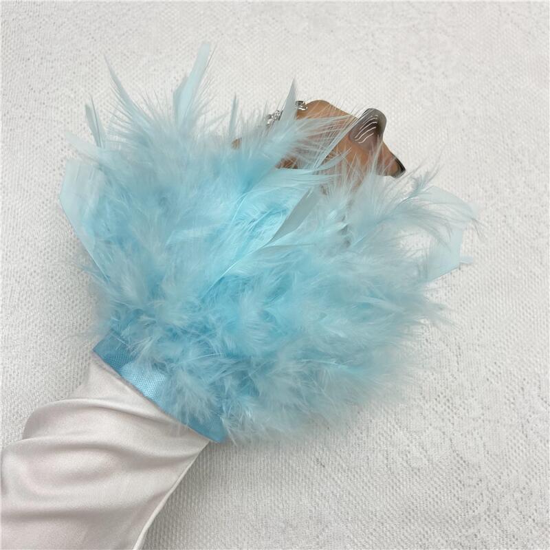 1 шт., манжеты из страусиного пера из натурального меха, манжеты из страусиных перьев, браслет с застежкой, манжеты из перьев, рукав на запястье