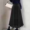 Женская юбка с высокой талией, плиссированная, свободная, однотонная, эластичная резинка на талии, мягкая, двухслойная, длиной до середины икры, для выпускного вечера, повседневная, миди, Sk