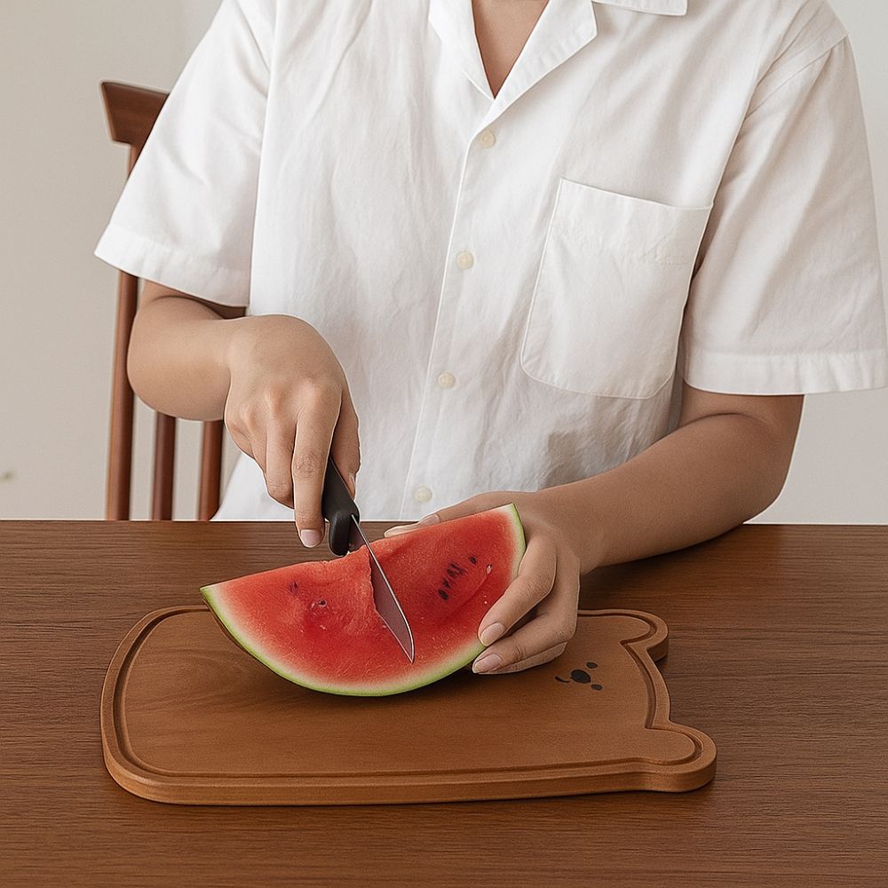 Solid Wood Bear Cutting Board Cute Design Fruit Cutting Board Home Use Bread Board  Kitchen
