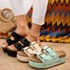 Новые женские летние большие размеры на массивной подошве в стиле Birkenstock со ремешком на металлической пряжке-заклепке, пляжные шлепанцы