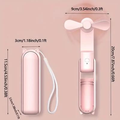 Портативный мини-вентилятор, зарядка через USB, 3-скоростной, регулируемый, складной ручной вентилятор, подходит для женщин, путешествий, использования на открытом воздухе