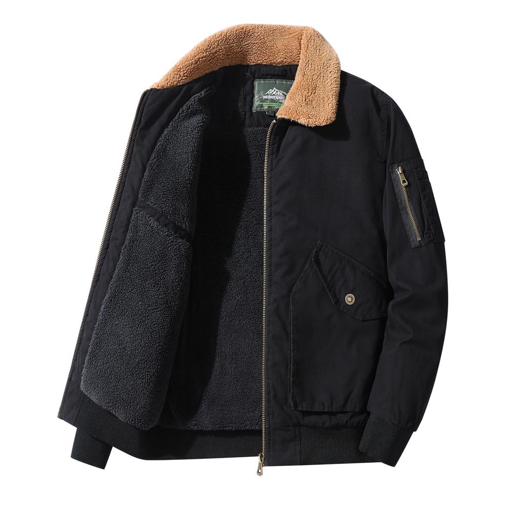 Мужская зимняя одежда с хлопковой подкладкой Повседневная утолщенная молодежная куртка с ворсом Куртка с хлопковой подкладкой Свитер с воротником Куртка с хлопковой подкладкой