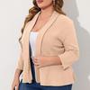 Plus Size Women Suit Coat Lapel Long Sleeve Ruffle Hem Open Front Suit Jacket Solid Color Versatile Business Outerwear