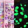Kawaii Kuromi Cinnamoroll My Melody 3D Relief Stickers Cute Sanrio Luminous Crystal Sticker Toys Reward Decoration Decals Gifts
