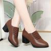Fashion Autumn Winter Soft Sole Soft Leather Comfortable Thick Heel Shoes Middle Deep Mouth Fashion Women's Elegant Single Shoes Daily