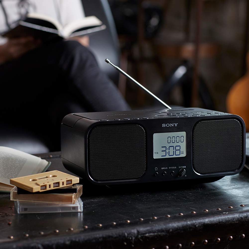Sony CD Radio Cassette Recorder FM Large Battery Black B CFD-S401 FM/AM/wide Compatible, LCD/karaoke Function, Powered, CFD-S401