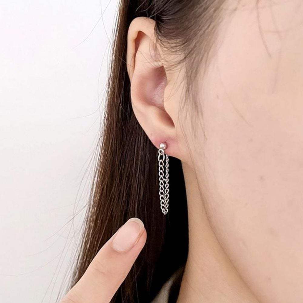 Silver Chain Drop Earrings for Women - Trendy Daily Earrings