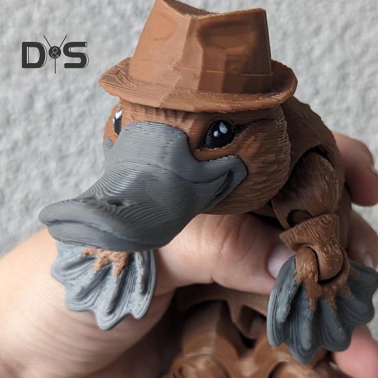 3D Printed Articulated Platypus Figurine Multi-jointed Movable Duckbill Action Figure Animal Fidget Toy Desktop Decoration Kids Adults Gift