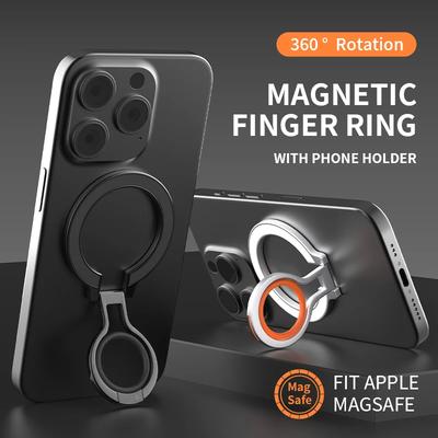 Магнитный держатель-кольцо для пальца для мобильного телефона Magsafe Сильный магнитный кронштейн Вращающаяся на 360 градусов подставка для iPhone 13 14 15 Xiaomi