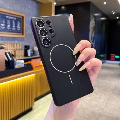 Подходит для Samsung S25 Ультратонкий Круглый Магнитный Чехол для Телефона A55 Жидкий A54 Силиконовый Мягкий Чехол A16 Полный с Ощущением Кожи