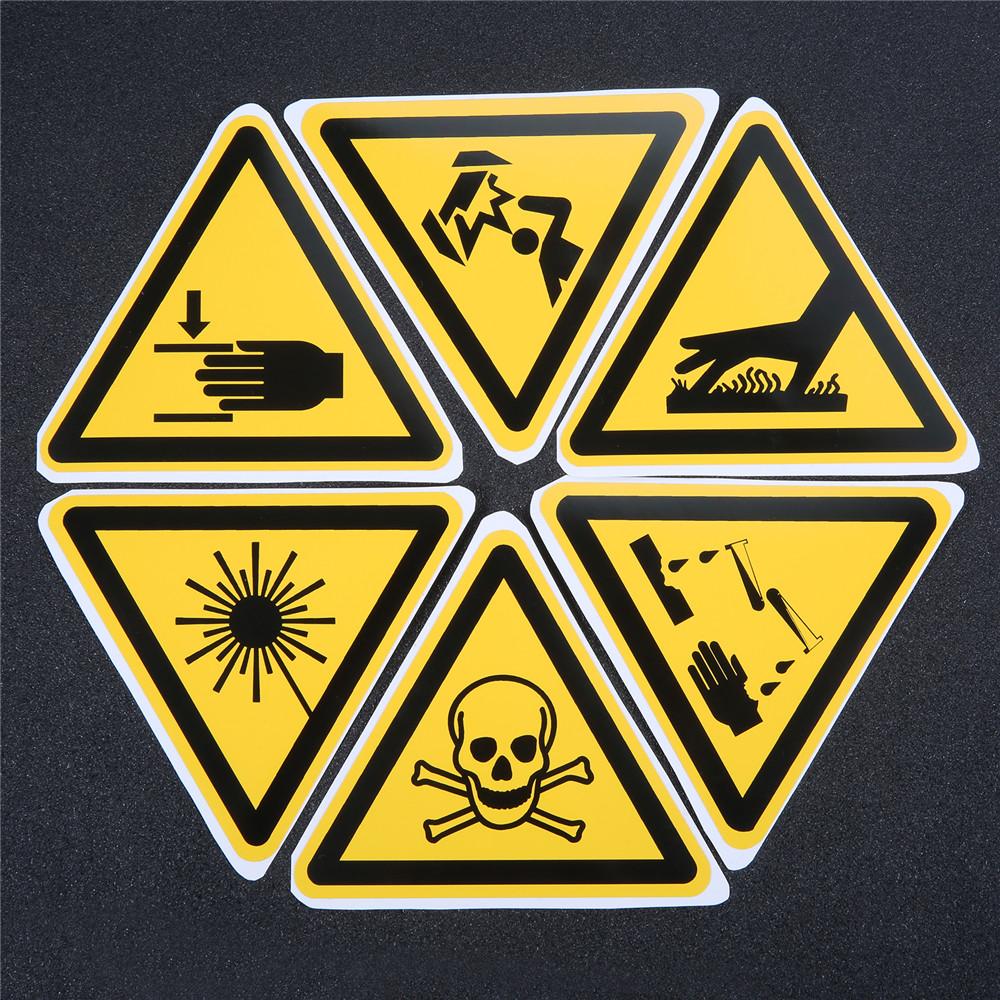 5pcs Triangle Warning Sign Sticker 2.5/5cm Alarm Logo Label Beware Hurting Heating Corrosion Poison Laser Bumping Self-Adhesive