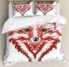 Cartoon Fox Duvet Cover King Size,Baby Fox Sleeping In A Floral Circle Image Print Bedding Set Kids Animal Quilt Cover