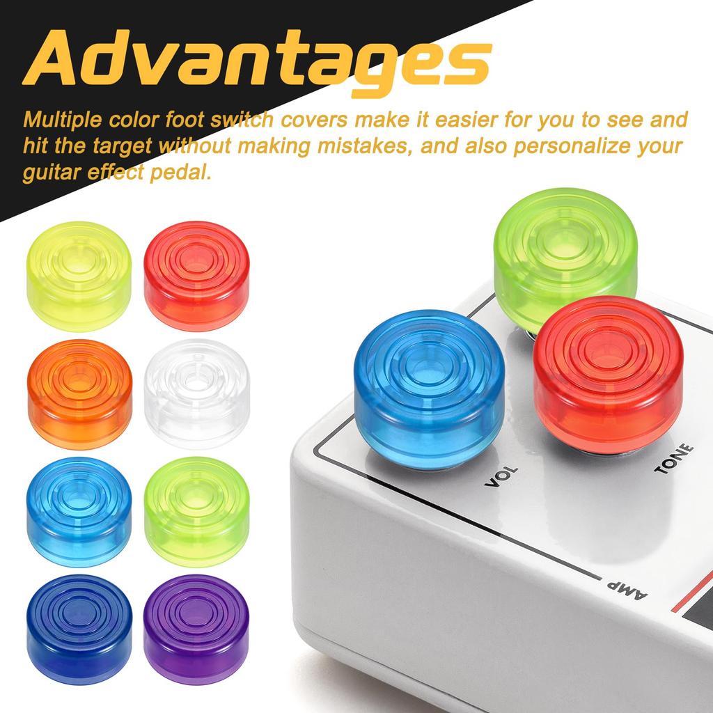 Uxcell 10 шт., накладки на ножные переключатели, колпачки для кнопок гитарных педалей, пластиковые верхние крышки для ножных переключателей, дюймовые, для кнопок педалей эффектов гитары, синие 3/8