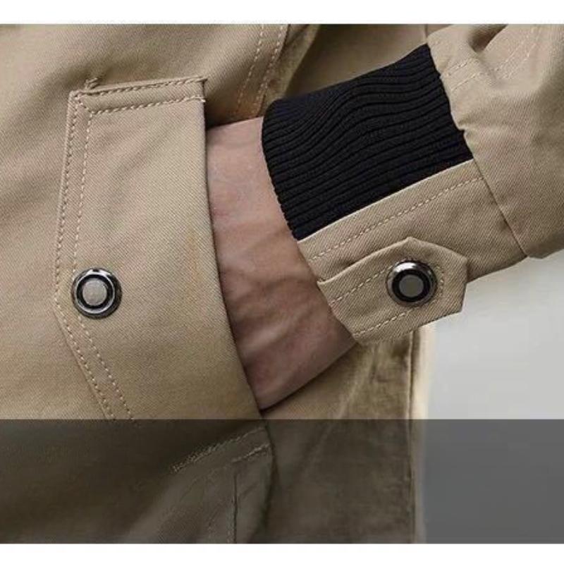 Мужское пальто в корейском стиле, мужское пальто из чистого хлопка, большие размеры, мужская рабочая куртка с воротником-стойкой, мужская одежда