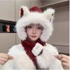 Cute Bear Color Blocking Plush Hat Scarf Gloves Integrated for Women Plus Velvet Thickened Bicycle Ear Protection and Warmth Lei Feng Hat