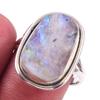 Кольцо из чистого серебра 925 пробы с натуральным радужным лунным камнем ручной работы, размер 9 z7G15