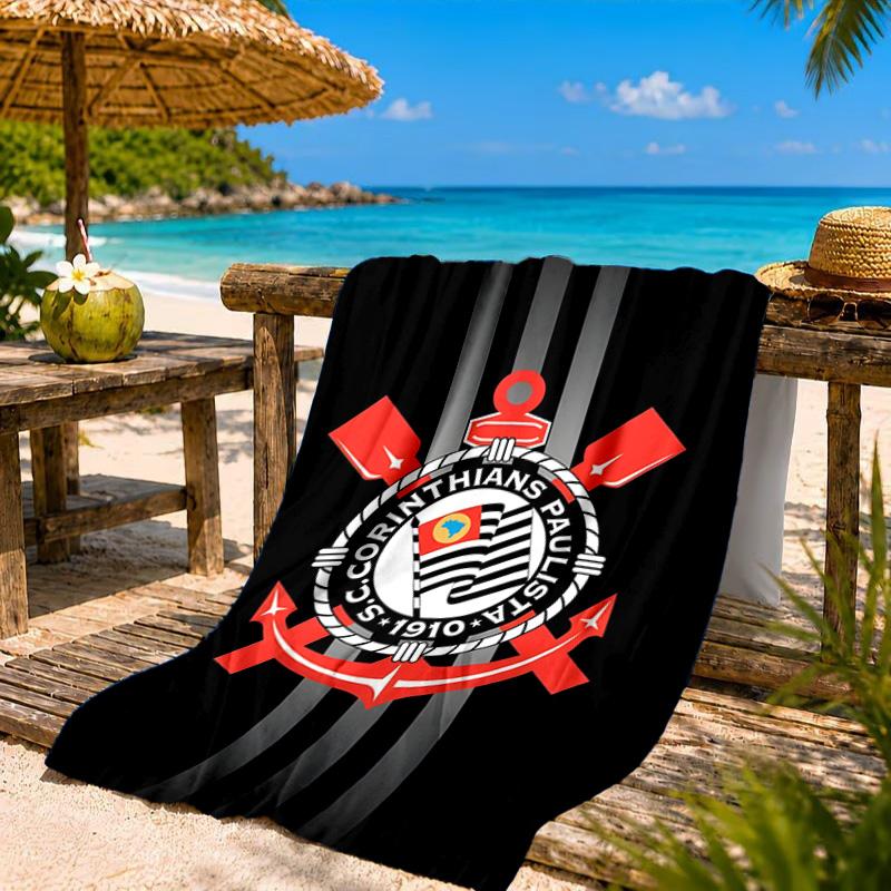 Sport Club Football Crest Printed Microfiber Beach Towel, Soft And Absorbent, Quick-Dry, Ideal for Summer Travel, Beach Essential, Swimming Pool