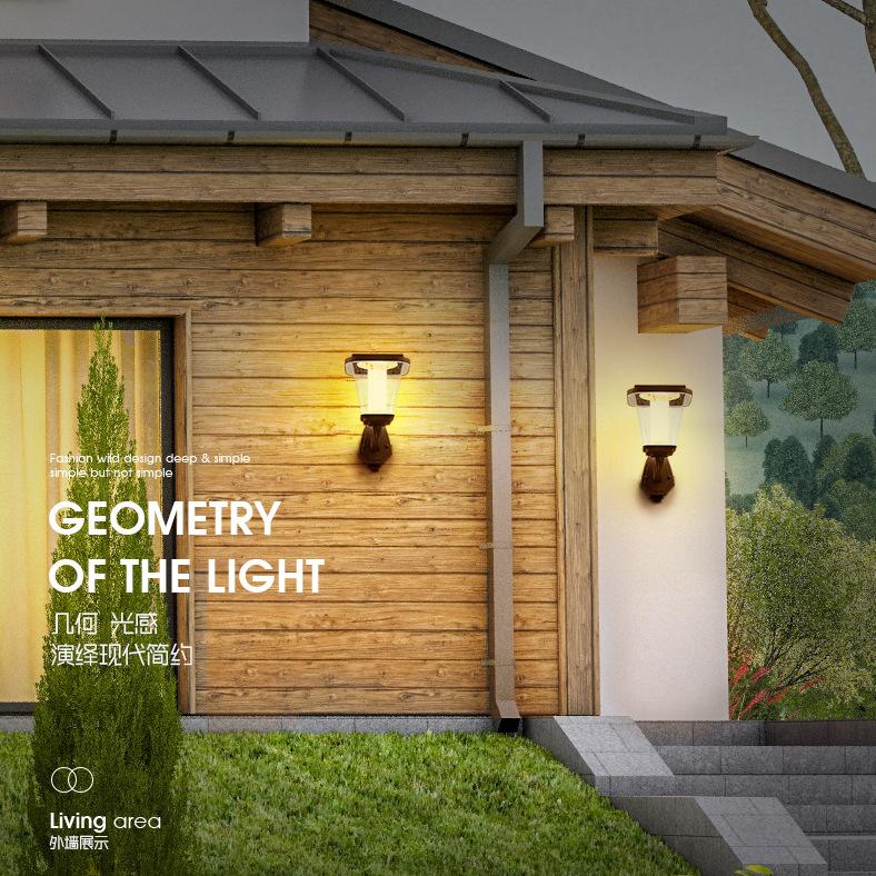 Современное украшение сада Водонепроницаемое освещение Солнечный светодиодный настенный светильник Уличный балкон