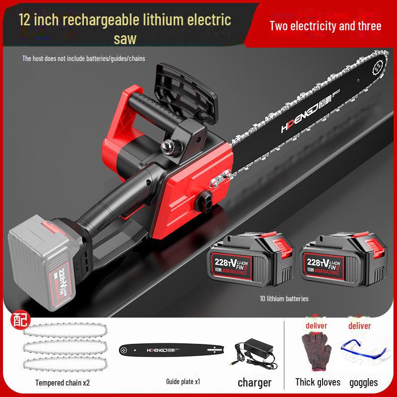 Аккумуляторная цепная пила Hengpeng 12" с литиевой батареей — мощная ручная электрическая пила для использования на открытом воздухе
