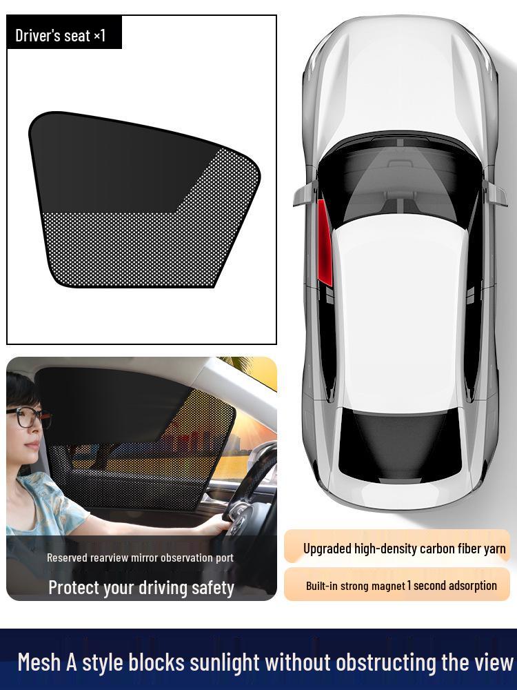 Magnetic Mesh Car Sun Shade - Summer Heat Protection, UV Shield, Clear View.