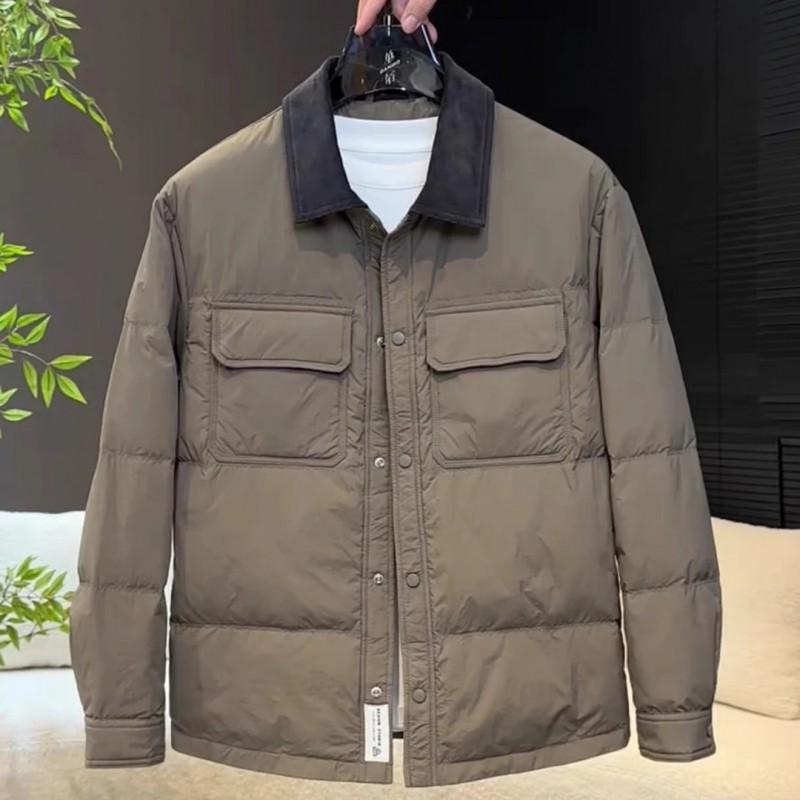 Mens Winter Cotton Jacket Lazy Style Versatile Minimalist Turn-Down Collar Loose Fit