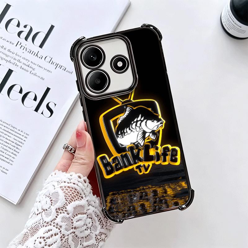 Nash Fishing Fish Mark Plating Phone Case For Xiaomi Redmi Note 14 15 Pro Plus 13 12 11 11S 11T 10 9S 9 5G Anti-Fall Airabag Cov