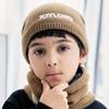 Bolalar Qishki Moda Trikotaj Shlyapa Kundalik Shamoldan Himoyalovchi Issiq Sharf+Pulover Shlyapa Xatli O'g'il Bola Shlyapasi